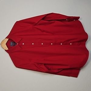 Chaps Classics red long sleeve button front blouse, size 2X